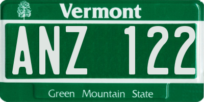 VT license plate ANZ122