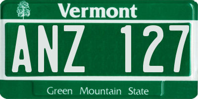 VT license plate ANZ127