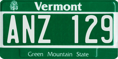 VT license plate ANZ129