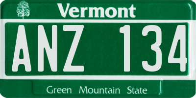 VT license plate ANZ134