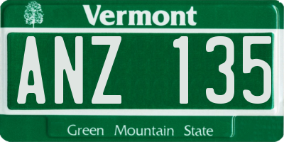 VT license plate ANZ135