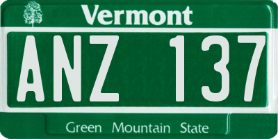 VT license plate ANZ137