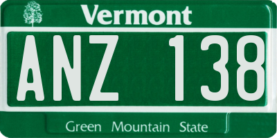 VT license plate ANZ138