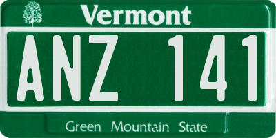 VT license plate ANZ141
