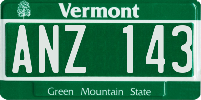 VT license plate ANZ143