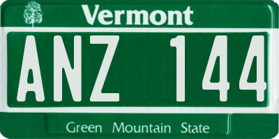 VT license plate ANZ144