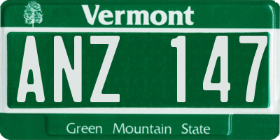 VT license plate ANZ147