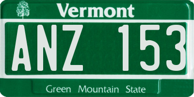 VT license plate ANZ153