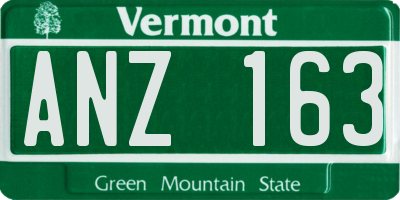 VT license plate ANZ163