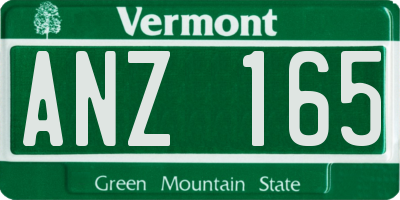 VT license plate ANZ165