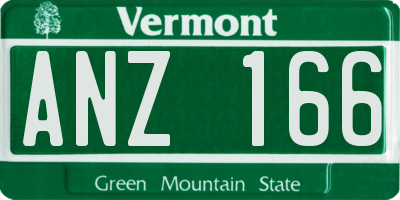 VT license plate ANZ166