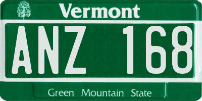 VT license plate ANZ168