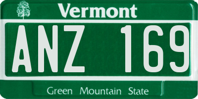 VT license plate ANZ169