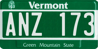 VT license plate ANZ173