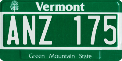 VT license plate ANZ175