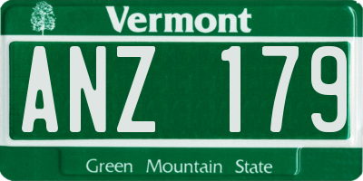 VT license plate ANZ179
