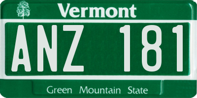 VT license plate ANZ181