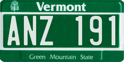 VT license plate ANZ191