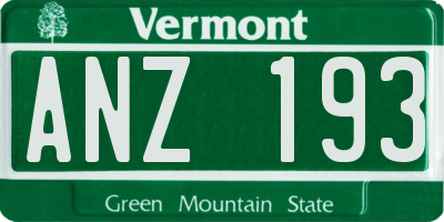 VT license plate ANZ193