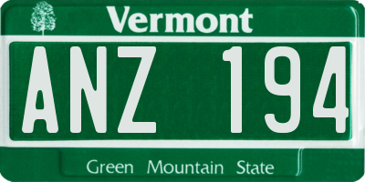 VT license plate ANZ194