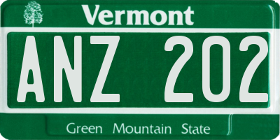 VT license plate ANZ202