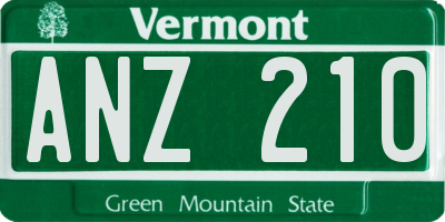VT license plate ANZ210