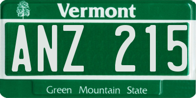 VT license plate ANZ215