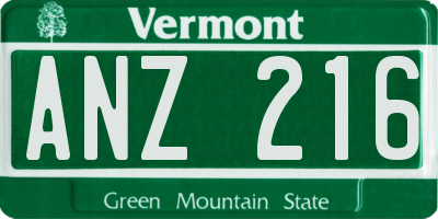 VT license plate ANZ216