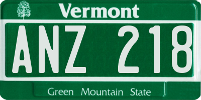 VT license plate ANZ218