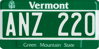 VT license plate ANZ220
