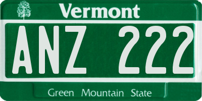 VT license plate ANZ222