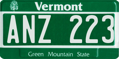 VT license plate ANZ223