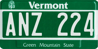 VT license plate ANZ224