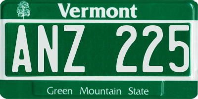 VT license plate ANZ225