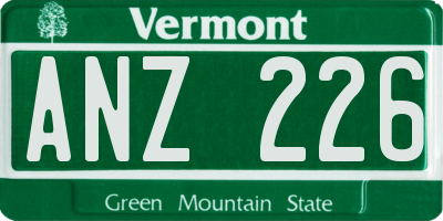 VT license plate ANZ226