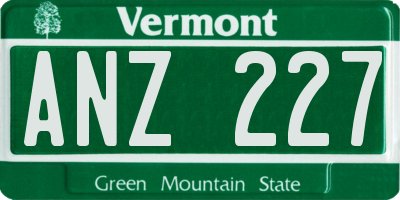 VT license plate ANZ227