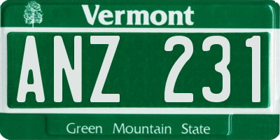 VT license plate ANZ231