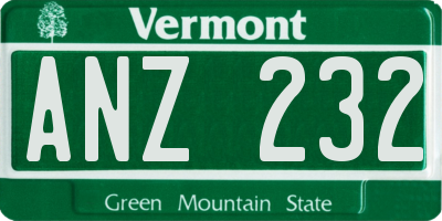 VT license plate ANZ232