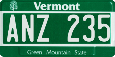 VT license plate ANZ235