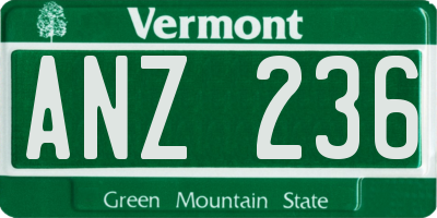 VT license plate ANZ236