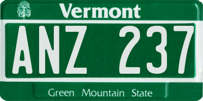 VT license plate ANZ237