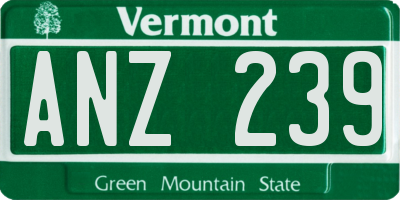 VT license plate ANZ239