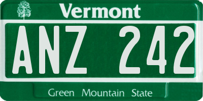 VT license plate ANZ242