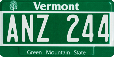 VT license plate ANZ244