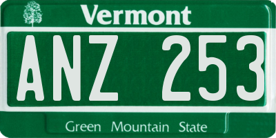VT license plate ANZ253