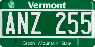 VT license plate ANZ255