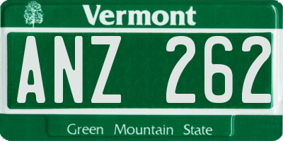 VT license plate ANZ262