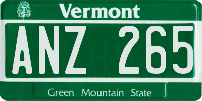 VT license plate ANZ265