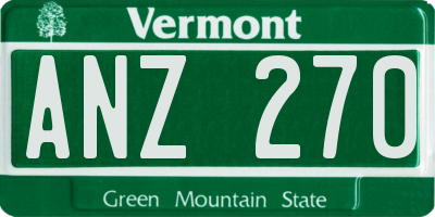 VT license plate ANZ270