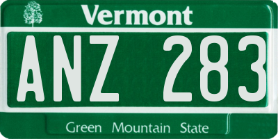 VT license plate ANZ283